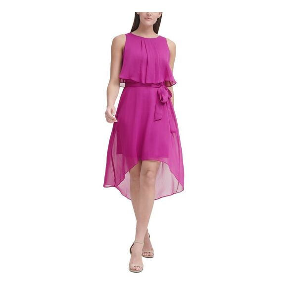 JESSICA HOWARD Womens Purple Sleeveless Midi Evening Hi-Lo Dress Petites 4P - Picture 1 of 4